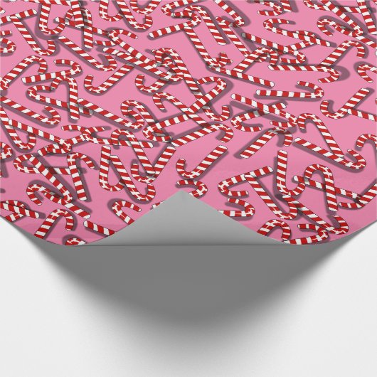 Zuckerstangen auf rosa WeihnachtsPackpapier Geschenkpapier (Ecke)