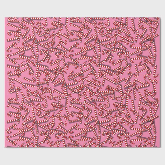 Zuckerstangen auf rosa WeihnachtsPackpapier Geschenkpapier (Flach)