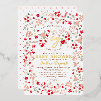 Zuckerstangen-Blumen-Weihnachts-Baby-Shower-Einlad Folieneinladung
