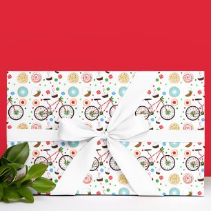 Zuckerstangen-Fahrrad mit Weihnachtsleckereien Geschenkpapier