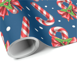 Zuckerstangen in Blau Geschenkpapier