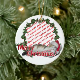 Zuckerstangen-Katzen-Weihnachtsbilderrahmen Keramikornament