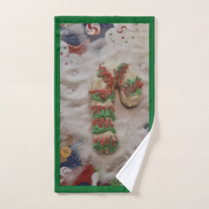 Zuckerstangen-Küchenhandtuch auf Grün Handtuch
