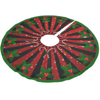 Zuckerstangen Mistel Schneeflocken Rot Grün Polyester Weihnachtsbaumdecke