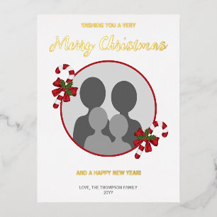 Zuckerstangen mit individuellem Foto-Template und Folien Feiertagspostkarte
