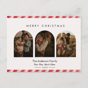 Zuckerstangen-Rahmen 3 Bögen Fotos Frohe Weihnacht Postkarte