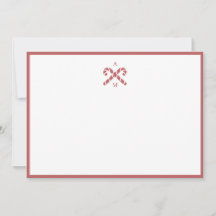 Zuckerstangen-Rot-Kundeninitial-Notizkarte