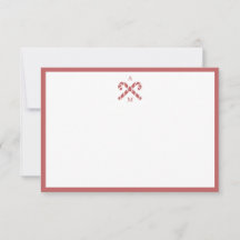 Zuckerstangen-Rot-Kundeninitial-Notizkarte