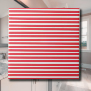 Zuckerstangen-Rot-Weiß-Einfach-Horizontal-Gestreif Fliese