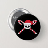 Zuckerstangen-Schädel-Weihnachtsmannhut Weihnachte Button (Vorne & Hinten)
