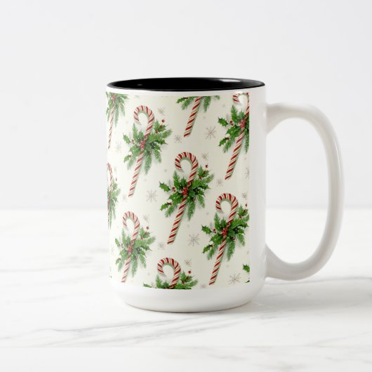 Zuckerstangen u. Stechpalmen-WeihnachtsTasse Zweifarbige Tasse (Rechts)