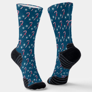 Zuckerstangen- und Beerenschneeflocken-Weihnachtsm Socken