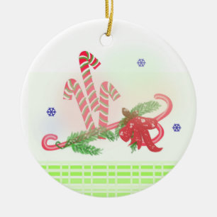 Zuckerstangen und Kiefernzweige Keramik Ornament