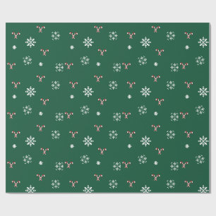 Zuckerstangen und Schneeflocken Geschenkpapier