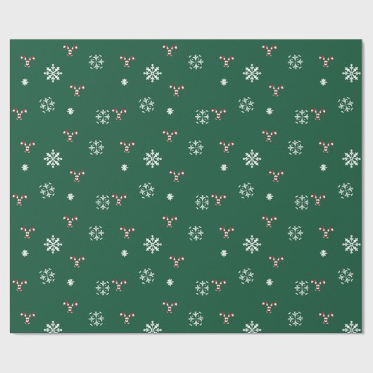 Zuckerstangen und Schneeflocken Geschenkpapier (Flach)