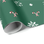 Zuckerstangen und Schneeflocken Geschenkpapier (Rolleneckpunkt)