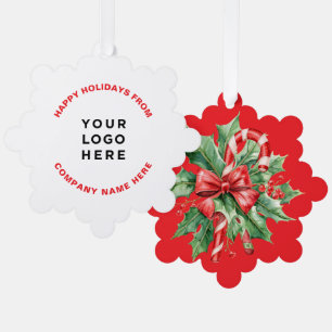 Zuckerstangen-Weihnachtsbaum-Geschäftslogo Rot Ornament Karte