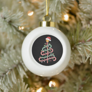 Zuckerstangen-Weihnachtsbaum-Lichter-Santa-Hut-Xma Keramik Kugel-Ornament