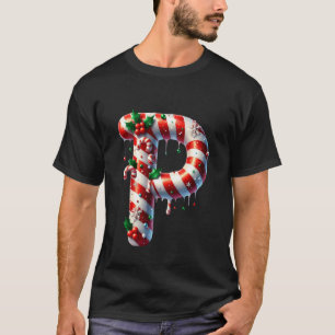 Zuckerstangen-Weihnachtsbuchstabe P T-Shirt