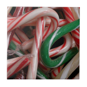Zuckerstangen Weihnachtsfeiertage Weiß Grün und Ro Fliese