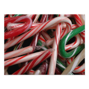 Zuckerstangen Weihnachtsfeiertage Weiß Grün und Ro Fotodruck
