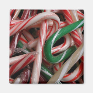 Zuckerstangen Weihnachtsfeiertage Weiß Grün und Ro Magnet
