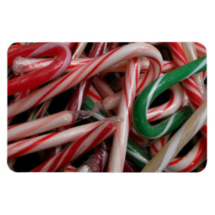 Zuckerstangen Weihnachtsfeiertage Weiß Grün und Ro Magnet