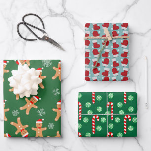 Zuckerstangen Weihnachtsmänner Strumpf Weihnachten Geschenkpapier Set