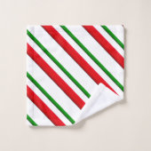 Zuckerstangestreifen, -ROT, -GRÜN und -WEISS Badhandtuch Set (Waschlappen)