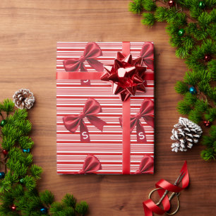 Zuckerstreifen Rot Schleife Festlich Weihnachten Geschenkpapier