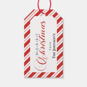 Zuckerstreifen-Schriftzug Frohe Weihnachten  Geschenkanhänger