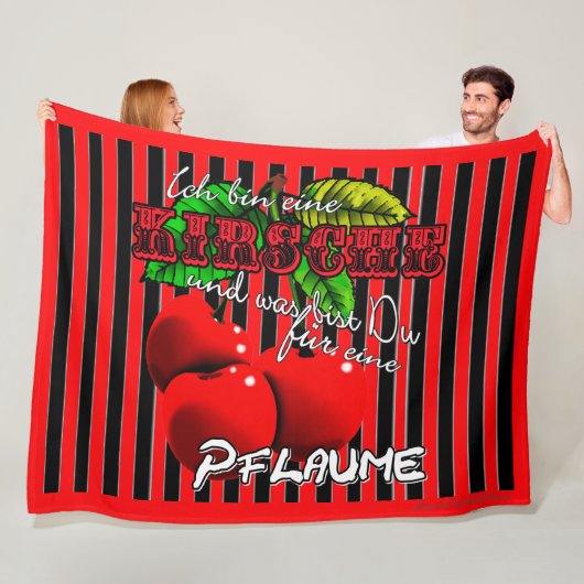 Zuckersüße rote Kirschen mit witzigen Spruch Fleecedecke (Beispiel)