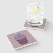 Zuckervorschlag Cupcake Steinuntersetzer (Seitenansicht)