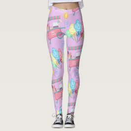 Zuckerwatte ganz über Druck Leggings