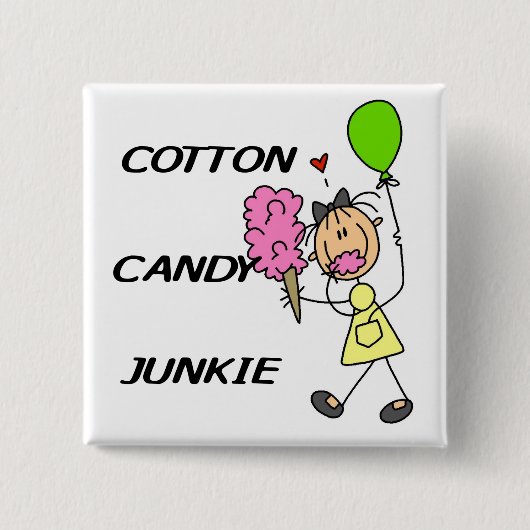 Zuckerwatte-Junkie-T-Shirts und Geschenke Button (Vorderseite)