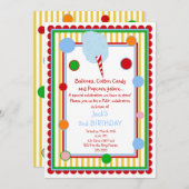 Zuckerwatte-Zirkus-Karnevals-Geburtstags-Einladung Einladung (Vorne/Hinten)