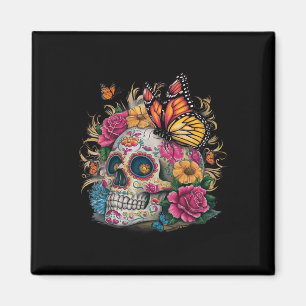Zuckerwoll-Schmetterlingstag des Toten Halloween D Magnet