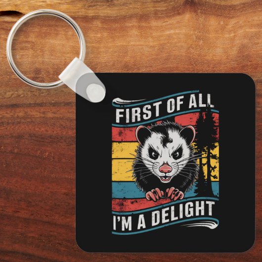Zuerst bin ich ein erstaunlicher Funny Opossum Pos Schlüsselanhänger (Vorderseite)
