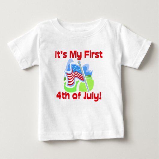 Zuerst Juli 4., niedlicher Baby-T - Shirt (Vorderseite)