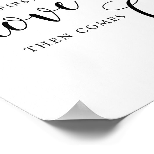 Zuerst kommt Liebe dann kommt Kuchen Hochzeitstort Poster (Ecke)