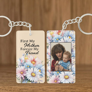Zuerst meine Mutter 1 Foto Blumen Pfirsich Schlüsselanhänger