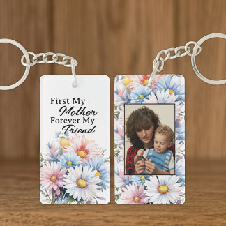 Zuerst meine Mutter 1 Foto Blumen weiß Schlüsselanhänger