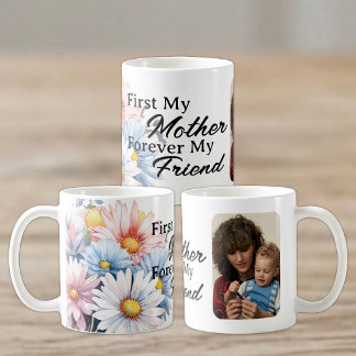 Zuerst meine Mutter 1 Foto Gerbera Blumen weiß Kaffeetasse