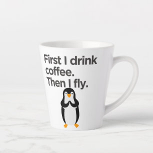 Zuerst trinke ich Kaffee, dann fliege ich Milchtasse