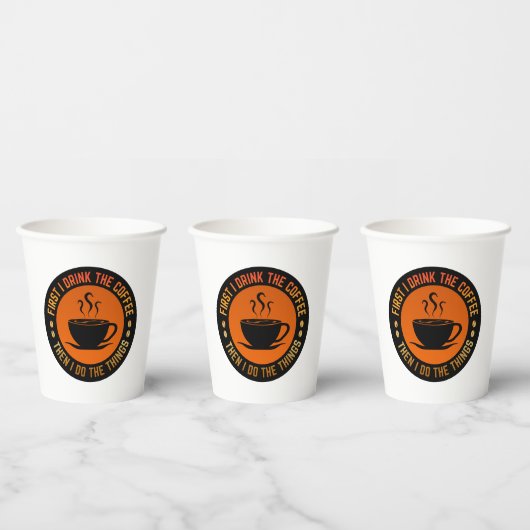 Zuerst trinke ich Kaffee, dann mache ich die Sache Pappbecher (Multi)