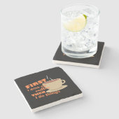 Zuerst trinke ich meinen Kaffee Steinuntersetzer (Seitenansicht)