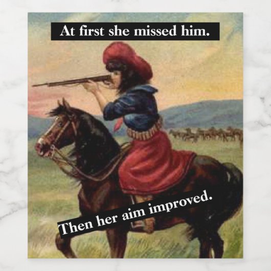 Zuerst verfehlte sie ihn. Dann verbesserte sich ih Weinetikett (Einzelnes Label)