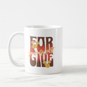 Zuerst verzeihen - Retro Daisy Blume Kaffeetasse