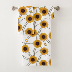 Zufällige Art Nouveau Sonnenblumen Retro-Blumen Ge Badhandtuch Set