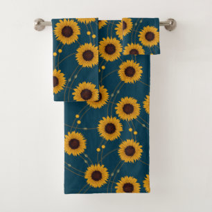 Zufällige Art Nouveau Sonnenblumen Retro-Blumen Ge Badhandtuch Set